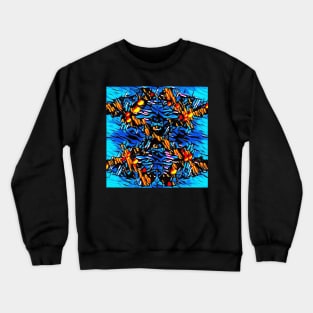 Bright Blue Colorful Dutch Pour Pattern Digitally Enhanced Crewneck Sweatshirt